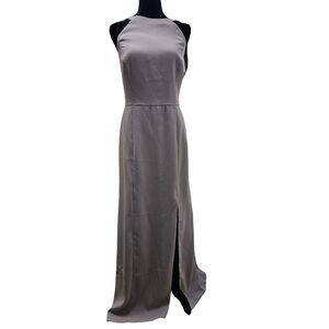 Dessy Collection 3039 High Neck Backless Crepe Trumpet Gown 16 Sample